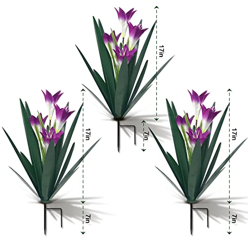 Homight Metal Agave Plant Outdoor Decoration Lily Mexican Yard Art Garden Gift Home Decor Hand Painted Metal Agave Garden Yard Statue, Outdoor Lawn Ornaments(3 Big Purple Lilies) - color: 3 Big Purple Lilies