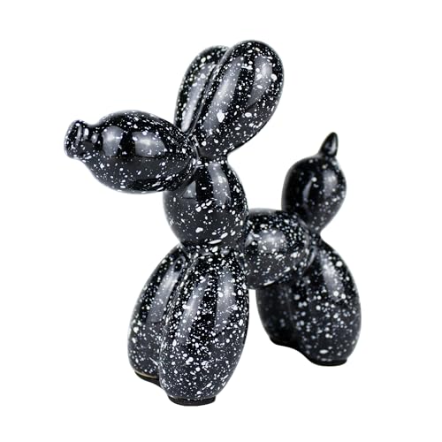 Creative Balloon Dog Statues Small Ceramic Animal Sculpture Modern Home Decor Living Room Desktop Decorations Bedroom Office Cabinet Ornament (Black-A) - color: Black-a