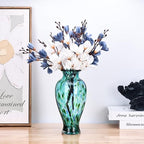 Hand Blown Glass Vase 11.8" Tall Beautiful Turquoise Sea Wide Mouth Bud Vase for Table Centerpiece, Painted Colorful Murano Glass Flower Vases for - Home Entrance Wedding Center - color: Turquoise
