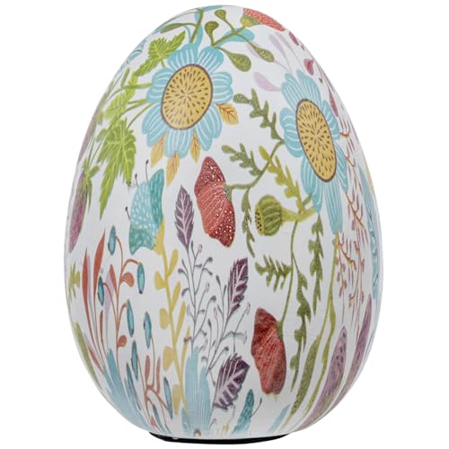 MyGift 6 Inch Tall Resin Decorative Egg with Vibrant Pastel Artistic Floral Print, Spring Pattern Home Decor Small Tabletop Centerpiece Easter Decoration - color: Vibrant Pastel