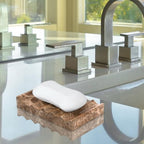 Luxury Marble Soap Dish Tray,Rectangle Stone Marble Soap Tray,Self Draining Soap Holder for Bathroom, Kitchen (Light Brown) - color: Light Brown