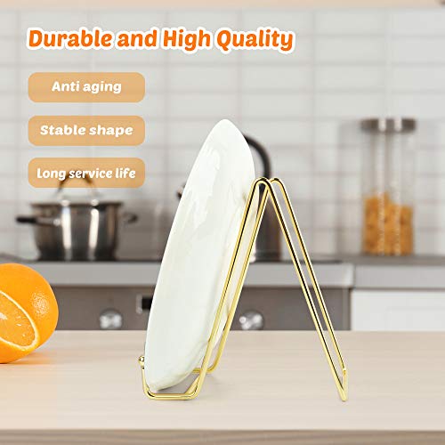 Mocoosy 2 Pack 6 Inch Gold Plate Stands for Display, Metal Square Wire Easel Stand, Plate Holder Display Stands, Picture Frame Stands for Display Photos, Decorative Platter, Plaques and Table Arts - color: Gold, size: 6 Inch