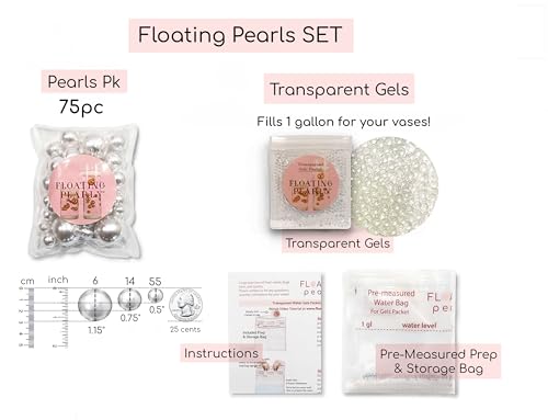 Vase Pearlfection 75 Floating Gold Pearls- Large Sizes- Fills 1 Gallon for Your Vases - color: Gold, size: 1 Pk