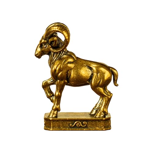 Aries – 100% Solid Brass Aries Ram Zodiac Sculpture – Handcrafted Retro Collectible Figurine for Desk & Home Decor, Unique Astrology Gift - style: Aries