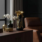Lescafita African Woman Art Sculpture with Gold Floral Crown, Exquisite African Statue, Emotional Modern Home Art Gift for Various Settings Such as Home, Bookshelves, desks, or Offices(10.83 inch - color: 711-gold M