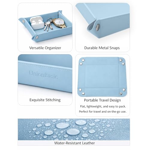 UnionBasic Small Valet Tray, Jewelry Tray for Rings Watches Earrings, Entryway Catchall Caddy for Coins Keys Change, Nightstand Bedside Valet Holder, Trays for Electronic Gadgets, Blue - color: Blue, size: 5.4" x 5.4" x 1.6"