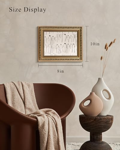 VIYYIEA Gold Framed Wall Art, Crowded People Canvas Print Home Decor Vintage Art Painting Picture Bathroom Wall Decor, Sketch Artwork for Living Room Bedroom Kitchen Office - 10L x 8W - color: Crowds, size: 10"L x 8"W
