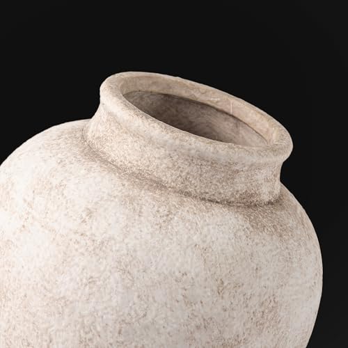 Ceramic Rustic Vase, Small Flower Farmhouse Vase Decorative Vase Short Pottery Vases for Home Decor Table Living Room Entryway Mantel Bookshelf Bedroom Bathroom Kitchen - 6 Inch Rustic White - color: 6"h - Rustic White