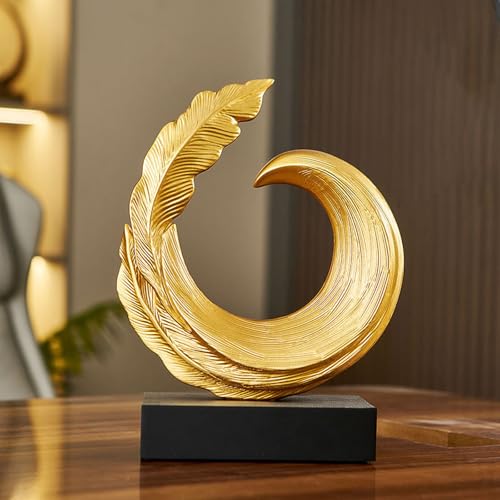 Abstract Art Sculpture, Resin Gold Decorative Statue, Modern Blue Ornaments for Living Room, Decorativas Modernas for Coffee Table/Entryway/Office Collectibles (Gold) - color: Gold