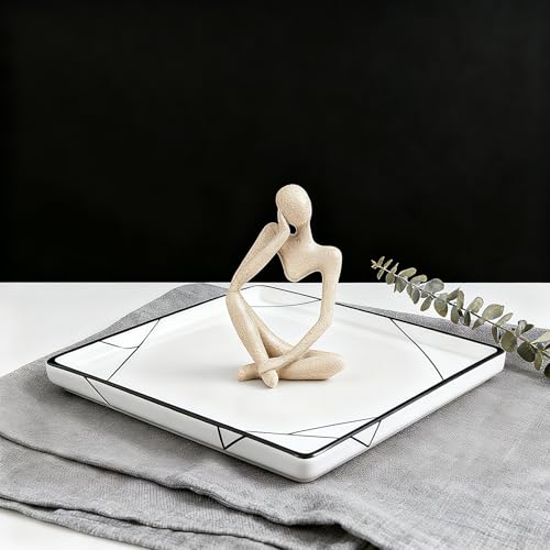 Thinker Statue Decor - Handcrafted Sandstone Abstract Sculpture for Desk, Coffee Table & Bookshelf Modern Office Decor, Artistic Home Accent for Interior Design Lovers & Art Collectors
