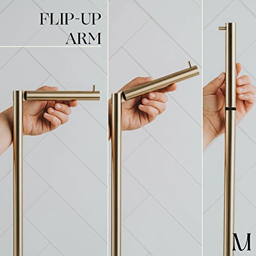 MARMOLUX ACC Free Standing Gold Toilet Paper Holder Stand with Black Marble Base and Storage | 4 Jumbo Roll Bathroom Hardware Toilet Tissue Organizer | Stainless Steel Bathroom Decor Accessory - color: Gold Brushed/Black Marble