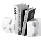 Decorative Square Marble Bookends for Heavy Books – Unique Book Ends for Shelves – Modern Aesthetic Book Holder/Stopper with Non-Slip Pads for Chic Home, Office, or Library Decor, White - style: Square-White