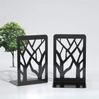 Tree Design Bookends for Shelves – Modern Heavy Duty Metal Book Holders, Non-Skid Decorative Book Stoppers for Home or Office, 1 Pair (7 x 4.7 x 3.5), Black