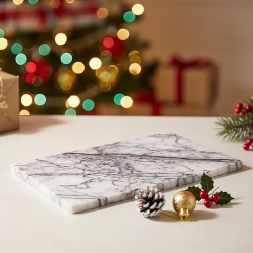 Handcrafted Marble Tray – Bathroom Counter Organizer, Jewelry Tray, Perfume Organizer & Decorative Tray for Vanity Accessories, Coffee Table Decor & Bathroom Countertop (Rectangular, Leilac) - color: Leilac, size: 11.8" x 7.8" x 0.5"
