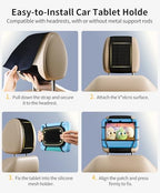 FANGOR Car Headrest Mount Holder, Tablet Holder for Kids in Back Seats, Anti-Slip Strap and Holding Net,Angle-Adjustable/Fits All 7 Inch to 12.9 Inch Tablets - size: 1 Pack - fit for 7-12.9" tablet