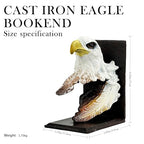 Linton Arts Metal Bookends for Shelves – Heavy Duty Cast Iron Bald Eagle Bookend, Decorative Book Stopper for Home Office, 1pc Single Bookend (Bookshelf Decor)