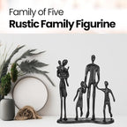 Rustic Family Figurines Family of Five Sculptures Parents and Kids Statues for Bedroom Décor Cast Iron Family Sculpturefor Living Room DecorGifts for Family Modern Home Décor - style: Family of Five Sculptures