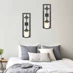 OYEFLY DIY 2 Pcs Wall Sconce Candle Holder,Metal Wall Art (Black)