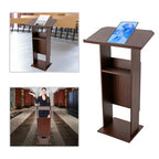 Podium Stand for Lectern, Church Lectern Stand 47.7 Inches Conference Presentation Stand with 26 x 15.7 Inch Panel & 4 Universal Wheels in Conference Rooms, Schools, Classrooms - color: Brown(26*15.7*47.7in)