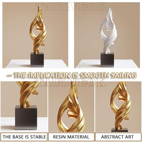 Cool Stuff to Put on Shelves Modern Abstract Sculpture Decoration, White Resin Tabletop Decorative Item Room Decor Aesthetic(Gold B) - color: Gold B