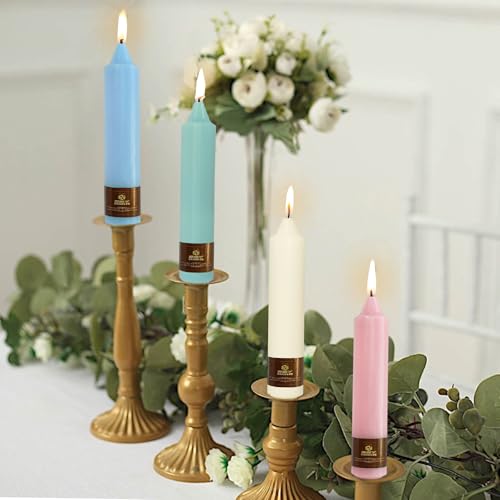 NJAO HOO Candy Colored Short Taper Candle 7 Inch Candlesticks Unscented Dripless Tapered Candle Set for Home Decor Wedding Party Dinner Candles, 4 Pack - color: Candy, size: 7 In