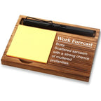FOUGSTA Funny Office Gifts for Women, Wooden Notepad Pen Holder With Funny Quotes, 16.5 x 12 x 1.5 cm, XXN10 - style: Work Forecast