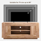 OKD Modern 70" TV Stand, Entertainment Center for TVs Up to 80", Media Console with Large Open Storage & Side Cabinets, Thick Wood Design for Living Room, Light Knotty Oak - color: Light Knotty