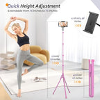 Aureday Adjustable Tripod Stand, 67” Height, Tablet Holder for iPad mini/Air/Pro, Kindle, Switch, Smartphones, 4.7”-12.9” Devices, Pink - color: Pink