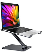RIWUCT Foldable Laptop Stand, Height Adjustable Ergonomic Computer Stand for Desk, Aluminum Portable Laptop Riser Holder Notebook Mount Compatible with MacBook Pro Air, HP, Dell 10-16"(Black) - color: Matte Black