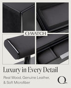 QWATCH Watch Stand Display Case - Acrylic Watch Box for 2 or 4 Watches with Jewelry Valet Tray and Drawer - color: Double - Black / Charcoal