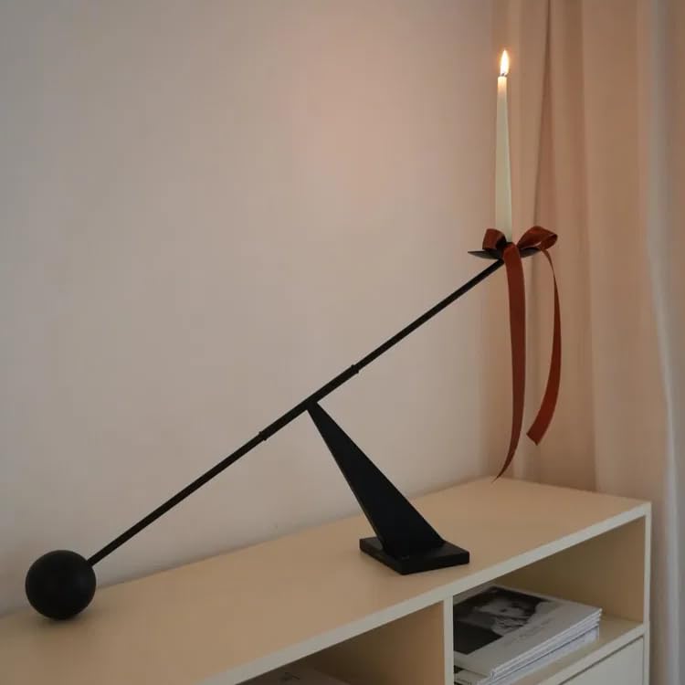 Black Metal Modern Candle Holder Candlestick Holders Decorative Candle Stand, Tapered Candle Holders Home Decoration 19 inch