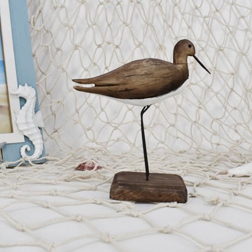 Wood Bird Statue Nautical Decor Decorative Sea Birds Sculpture Wooden Tabletop Figurine Coastal Ocean Beach Themed Decoration for Home Yard Bathroom Living Room (6.7" H) - color: 6.7" H