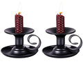 Taper Candle Stick Holder, Set of 2 Retro Iron Candlestick Holders Candlelight Dinner Stand for Wedding Dinning Party Table Home Decoration (Black)