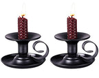 Taper Candle Stick Holder, Set of 2 Retro Iron Candlestick Holders Candlelight Dinner Stand for Wedding Dinning Party Table Home Decoration (Black)