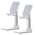 2 Pcs MT-6 Cell Phone Holder, Adjustable Angle and Height, Anti-Slip Silicone Pad, Foldable and Portable, Compatible with 4-8 Inch Devices - color: White