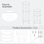 Clear Round Acrylic Side Table Set of 2 for Small Spaces, 11.81" L x 11.81" W x 24.6" H, 3 Tier Small Drink End Table Nightstand, Minimalist Bedside Table for Living Room, Bedroom, Bathroom - size: 3 Tier 2-Pack (24.6"H)