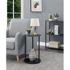 Convenience Concepts Designs2Go Classic Glass 2 Tier Round End Table 15.75" - Modern Side Table for Living Room, Tempered Glass Table with Storage Shelves for Bathroom, Bedroom, Office, Black/Black - color: Black Glass