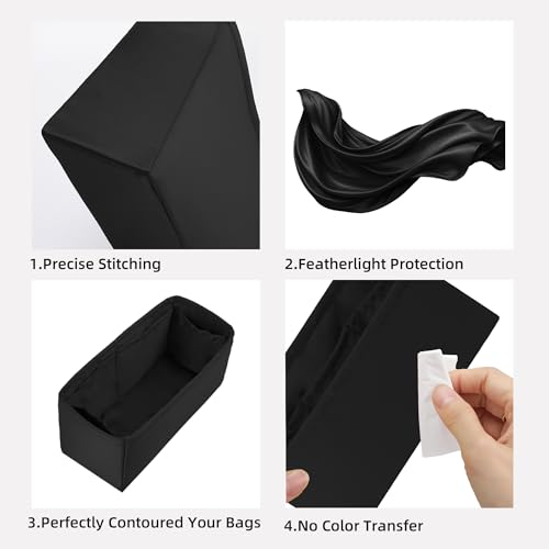 DGAZ Silk Purse Organizer Insert Fits Hermes Kelly Messenger Bags，Silky Smooth Bag Organizer，Luxury Handbag & Tote Shaper(Kelly Messenger MM,Black) - color: Black, size: Kelly Messenger MM