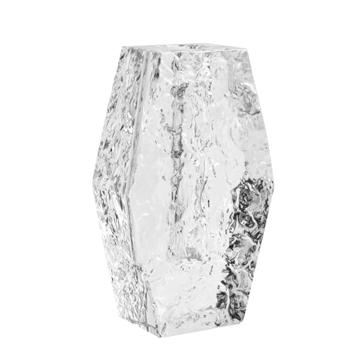Glacier Series Crystal Vase 6.3-inch High, Modern Crystal Home Office Decor for Living Room Dining Table Centerpieces, Birthday and Wedding - size: Large