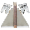 Deco 79 Glass Horse Decorative Bookends Head Non Skid Bookends with Pyramid Bases, Set of 2 Office Bookends 5", 9" H, Clear - size: 5", 9"H