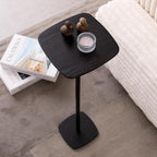 Small Pedestal Side Table for Small Spaces - Modern Black Drink Table for Sofa, Couch, or Bedroom - Compact Drink & Cocktail Stand (Classic Black) - color: Classic Black