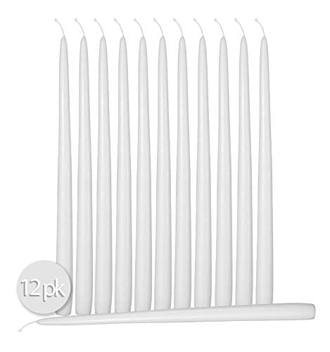 Hyoola 12 Pack Tall Taper Candles - 10 Inch White Dripless, Unscented Dinner Candle - Paraffin Wax with Cotton Wicks - 8 Hour Burn Time - size: 10 inch