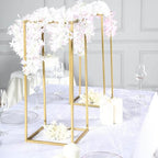 Efavormart 2 Pack 24" Matte Gold Wedding Flower Stand Metal Vase Column Stand Geometric Centerpiece Vase - color: Gold, size: 2 Pack 24''
