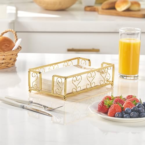 Gold Guest Towel Holder Tray for Bathroom – Napkin Organizer for Disposable Hand Paper Towels, Vanity Countertop Napkin Holder, Modern Bathroom Accessory for Guest Use and Décor - color: F- Matt Gold Guest Towel Holder Tray, size: Guest Towel Holder