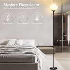 RISLG Standing Lamp, Led Floor Lamps for Living Room, Drop-Resistant White Lampshade, Rotary Switch, Industrial Metal Tall Lamp for Living Room Bedroom Study Office Kid’s Room - color: Black