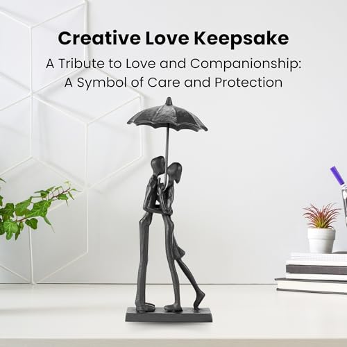 Modern Sculptures Home Decor Affectionate Couple Statue Kissing Under Umbrella Figurine Statues for Bedroom Décor Hand Sculptures for Living Room Romantic Figurines - style: Kissing Under Umbrella