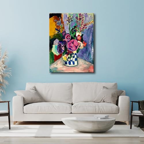Wieco Art Large Canvas Prints Wall Art Still Life of Peonies in a Vase 1907 by Henri Matisse Abstract Canvas Art Print for Wall Decor and Home Office Decorations - size: 32"L x 24"W