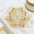 Crystal Flower Jewelry Tray, Luxury Transparent Decorative Trinket Dish for Rings, Earrings, Necklaces, Keys for Vanity Dresser Nightstand, Elegant Gift for Women Mother's Day (1, 4.4"(w) - Gold) - size: 4.4"(w) - Gold