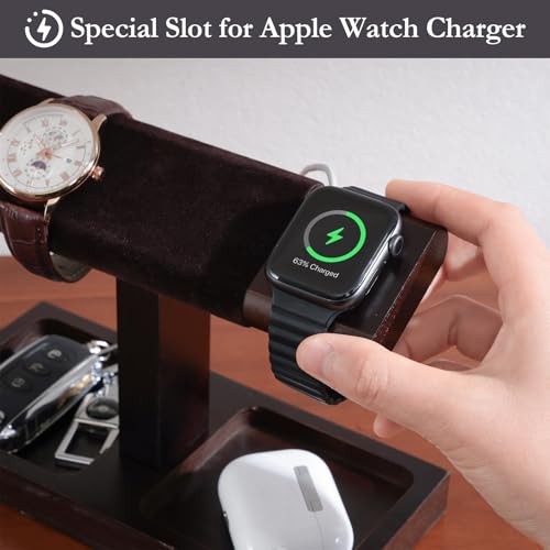ProCase Wood Watch Display Stand Holder for Men, Wristwatch Tower with T-Bar Design, Hanging Watch Rack, Wooden Wrist Watch Tree - color: Darkbrown, size: 1-Tier