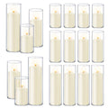 36 PCS Ivory White Pillar Candles with Glass Candle Holders Clear Hurricane Candle Holders Glass Cylinder Vases for Centerpieces Wedding Party, Event, Home Office (18 Candles+18 Candle Hoders) - style: 36 PCS Ivory White